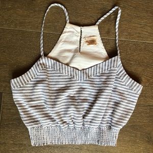 Faded Blue and White Stripped Crop Top